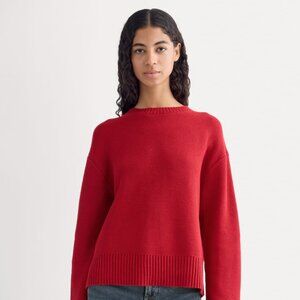Everlane The Cotton Honeycomb Square Crew  Berry Red M Medium